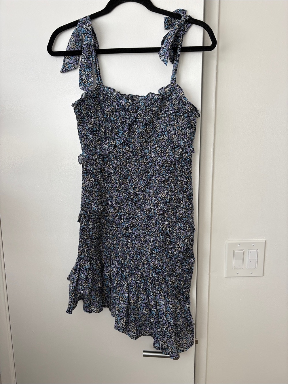 Astr Floral Blue and Purple Smocked Sundress